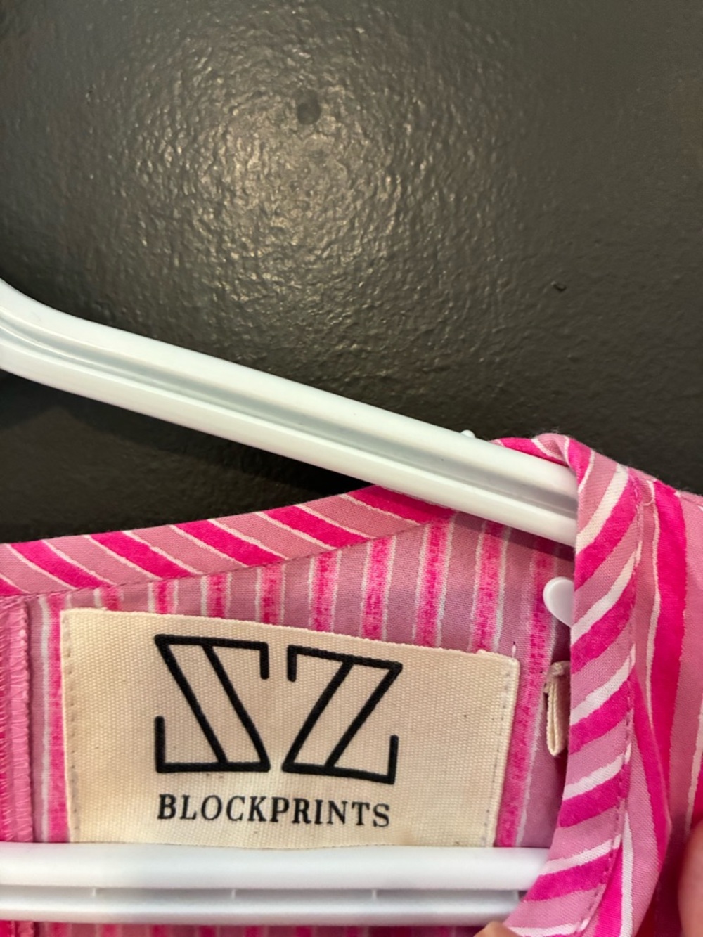 Tuckernuck & SZ Blockprints High Quality Cotton Dress! Bright Pink Striped Dress - Picture 3 of 5